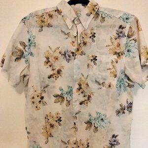 Hawaiian Print Button Up NAKED & FAMOUS Lightweight Shirt